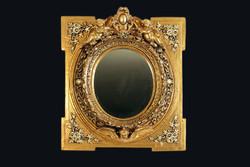 Barokk stílusú aranyozott angyalos fali tükör 54x47x8cm puttó