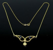 18 K arany collier nyaklánc 2 brillel és zafír kővel Adonisz részére