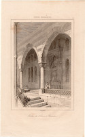 Beiteddine palota (15), acélmetszet 1848, eredeti, 9 x 13, metszet, Szíria, Ázsia, emír, Libanon