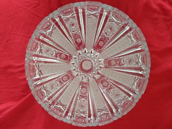 Kristály üveg tálca metszett díszű vastag ólomüveg tál wonderful glass tray