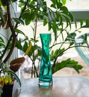 Ingrid glass vase - Scandinavian style designer vase - retro mid century modern glass in green colors