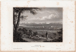 Konstanz, acélmetszet 1860, Meyers Universum, eredeti, 10 x 15, Constanz, Németország, Alpok