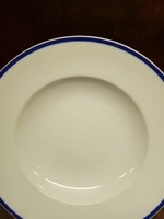 Zsolnay kék arany csíkos fehér mély tányér