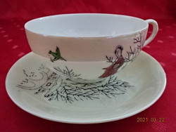 Japán porcelán, tojáshéj vékony, kézzel festett teáscsésze + alátét. Vanneki!