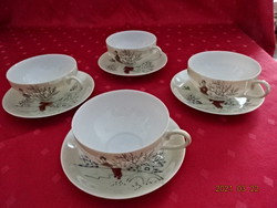 Japán porcelán, tojáshéj vékony, kézzel festett teáscsésze + alátét. Vanneki!