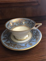 Győnyőrű gyűjtői Bavaria kék, arany mintás csésze tányérral