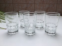Retro üveg pohár 5cl magyar hitelesített Szent Koronás 6db