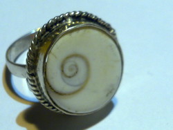 Szép természetes kagyló gyöngyház ezüstözött kézműves gyűrű anya gyöngy ezüst