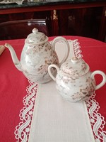 Antik  japán Kutani cseresznye virágos tojáshéj porcelán: teás / kávés  kanna, cukortartó, csészealj