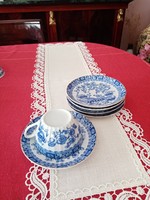 Bavaria 'Chinablau' kék-fehér teáscsésze és 5 db csészealj