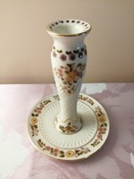 Zsolnay candle holder with floral pattern