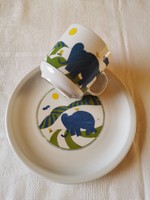 Alföldi porcelán elefánt mintás mese, gyerek tányér és bögre együtt