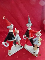 Hollóházi porcelán figura, bohóc kislánnyal és karikával, magassága 21 cm. Vanneki!