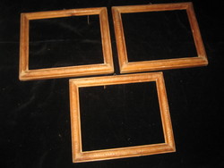 Old picture frames made of pine, 3 pieces, rebate size 20 x 16 cm