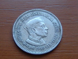 INDIA 1 RÚPIA 1989 (Nehru születésének 100. évfordulója) (kis pont/gyémánt): Mumbai #