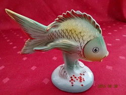Drasche porcelán figura , hal zöld - arany festéssel, magassága 9,5 cm. Vanneki!! Jókai.