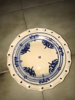 Régi jelzett kerámia tányér kék mintával falidísz