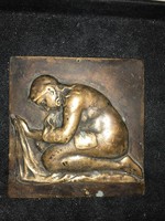 Szép szecessziós stílusú bronz kép ,plakett  Hafner A. jelzéssel