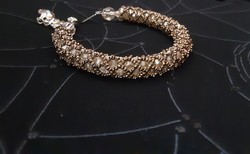 Bracelet 18 cm, gorgeous casual wear made of golden brown crystals, swarovski