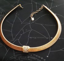 Christian dior vintage necklace, 40 cm, 18k gold plated, rhinestone decoration, marked