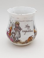 Légy engedelmes feliratos antik hasas csésze 6,5 cm