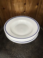 5 db Zsolnay menzás mélytányér tányér kék menza csíkos tányérok