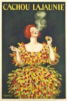 Vintage édesség mentol cukorka plakát reprint nyomat Cappiello negró színes tarka ruhás nő vörös haj
