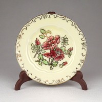1D805 Vajszínű Zsolnay porcelán virágos tányérka 8.5 cm