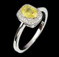 Genuine modern yellow sapphire silver ring with white sapphires size 8 (18)