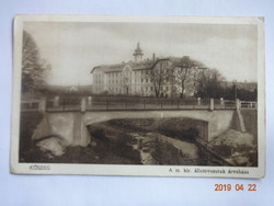 Régi képeslap: Kőszeg, a M. kir. államvasutak árvaháza, 1929