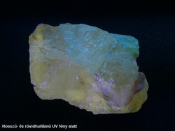 Természetes, nyers Cerusszit mintadarab. Fluoreszkáló ásvány. 13,8 gramm