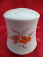 Alföldi porcelán sószóró, narancs színű mintával, magassága 6,5 cm.