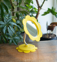 Retro pipere tükör - sárga virág formájú, állítható kozmetikai tükör