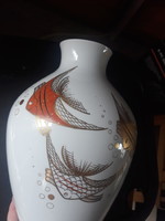 Wallendorf, hand-painted, NSK retro, fish, large-sized vase, from a former holiday home in Balaton