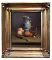 Leon Marchand (1858-1917): Asztali csendélet almával, gesztenyével 1876 France