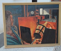 Dobra Sándor békéscsabai festő : Üvegfúvó festménye.