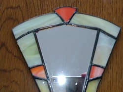 Kézműves készítésű Tiffany technikájú fali  tükör 20 x 16 cm