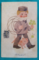 Rajz:Sóti Klára,régi újévi képeslap