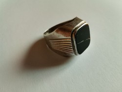 Antik nagy ezüst pecsét gyűrű onix drágaköves 