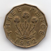Nagy-Britannia 3 angol penny, 1952