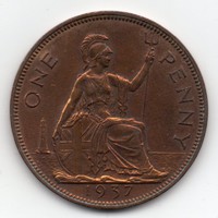 Nagy-Britannia 1 angol penny, 1937