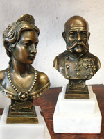 Ferenc József  Sissy, Wittelsbach Erzsébet császárné, magyar királyné mellszobor párbann