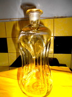 Kuttrolf (kotyogós) antik  hutaüveg palack-Különleges és ritka kézműves termék