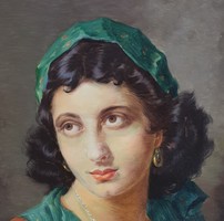 Polczer Lajos festménye, egy szép fiatal nő portréja