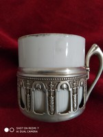 Ezüst kávéscsésze porcelán betéttel