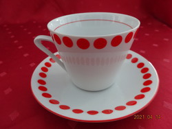 Alföldi porcelán, piros pettyes teáscsésze + alátét.