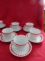 Alföldi porcelán, piros pettyes teáscsésze + alátét. Vanneki!