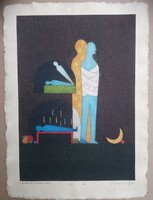 Ef Zámbó István sokszorosított grafika nagy méret 44x32  cm