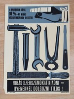 retro munkavédelmi tábla régi plexi plakát