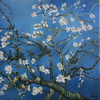 There is gogh, flowering almond tree c. Based on his picture, oil painting, 60x60 cm